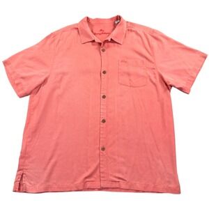 Tommy Bahama IslandZone Camp Shirt Men's XL Coral Short Sleeve‎ Button Up Pocket